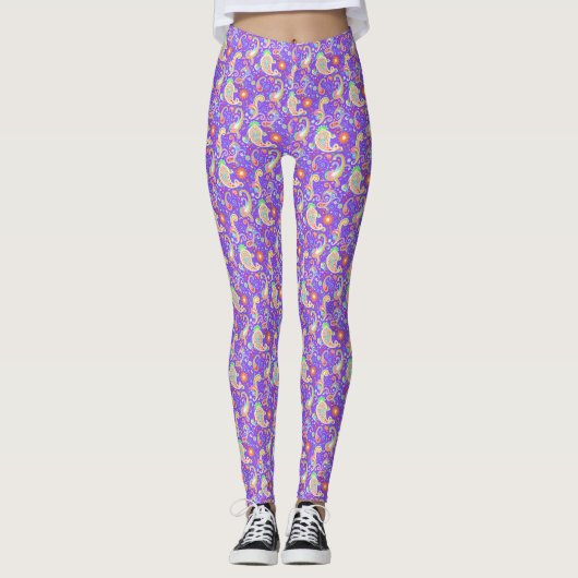 Cute colorful paisley pattern paper plate leggings (Voorkant)