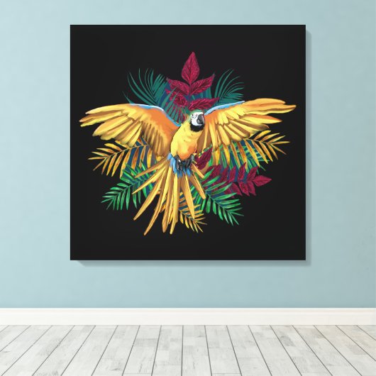 Cute colorful Parrot Design Canvas Afdruk (Insitu (Houten vloer))