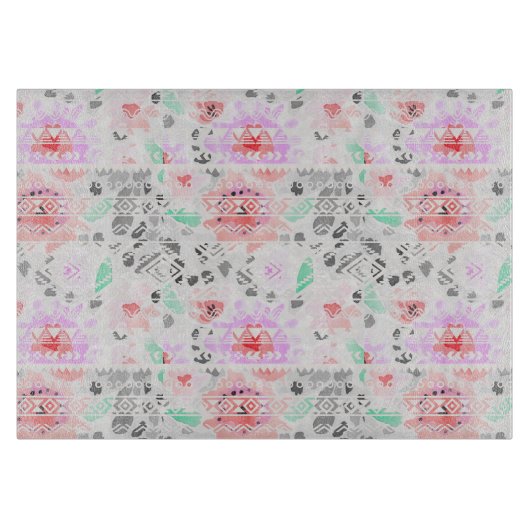 Cute colorful pastel floral aztec snijplank (Voorkant)