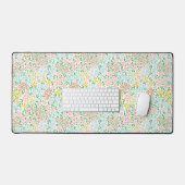 Cute Colorful Pastel Garden Flower Pattern Bureaumat (Keyboard & Muis)