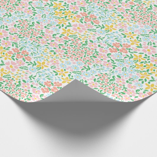 Cute Colorful Pastel Garden Flower Pattern Cadeaupapier (Hoek)