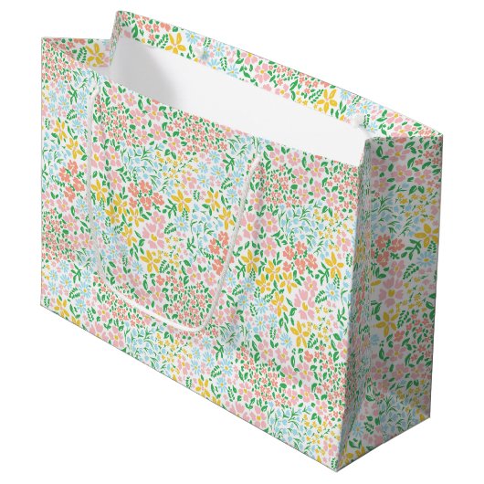 Cute Colorful Pastel Garden Flower Pattern Groot Cadeauzakje (Voorkant Gekanteld)