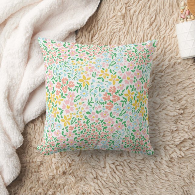Cute Colorful Pastel Garden Flower Pattern Kussen (Deken)