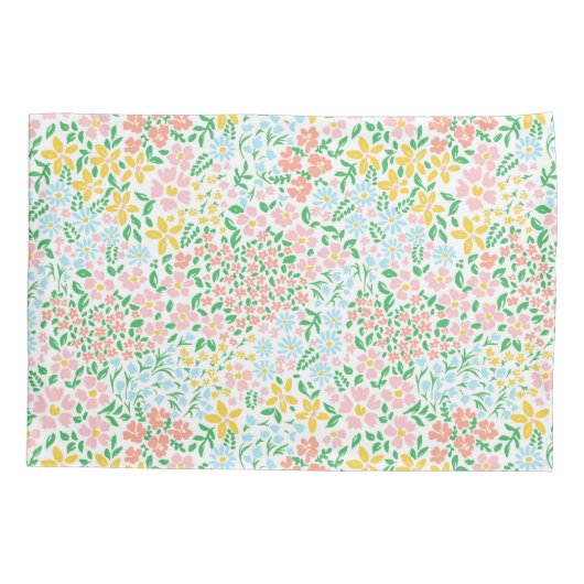 Cute Colorful Pastel Garden Flower Pattern Kussensloop (Achterkant)