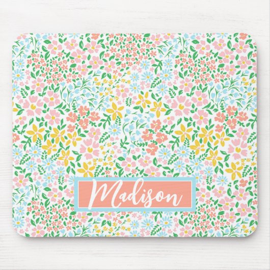 Cute Colorful Pastel Garden Flower Pattern Muismat (Voorkant)