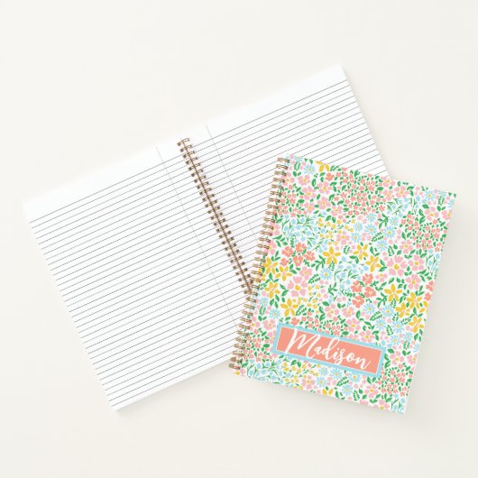 Cute Colorful Pastel Garden Flower Pattern Notitieboek (Binnen)