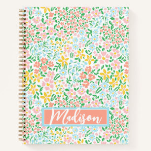 Cute Colorful Pastel Garden Flower Pattern Notitieboek