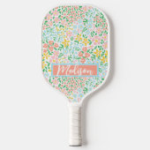 Cute Colorful Pastel Garden Flower Pattern Pickleball Paddle (Voorkant)
