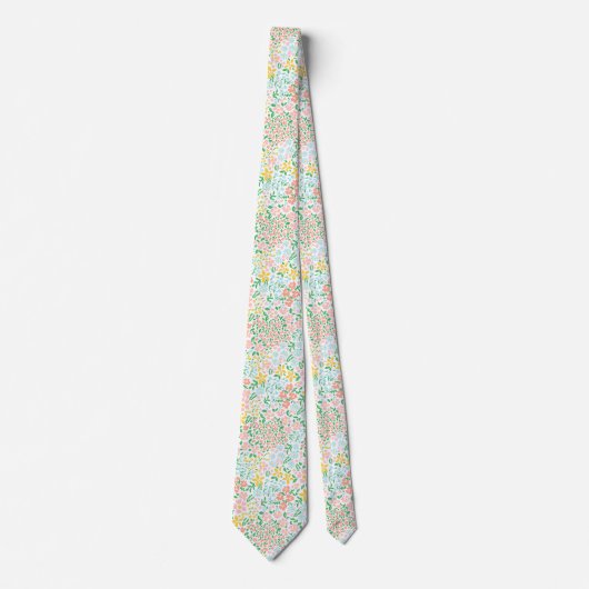 Cute Colorful Pastel Garden Flower Pattern Stropdas (Voorkant)