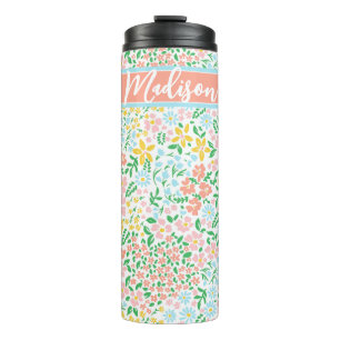Cute Colorful Pastel Garden Flower Pattern Thermosbeker