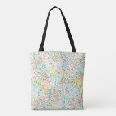 Cute Colorful Pastel Garden Flower Pattern Tote Bag (Achterkant)
