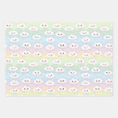 Cute Colorful Pastel Waves Kawaii Clouds Patroon Inpakpapier Vel (Voorkant 3)