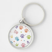 Cute Colorful Paw Prints Pattern Keychain (Voorkant)