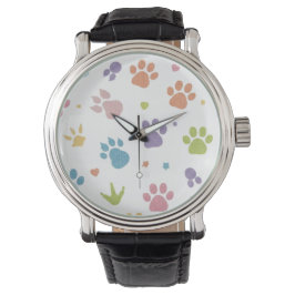 Cute Colorful Paw Prints Pattern Wrist Watch Horloge
