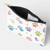 Cute Colorful Paw Prints Pattern Zipper Pouch Etui (Open)