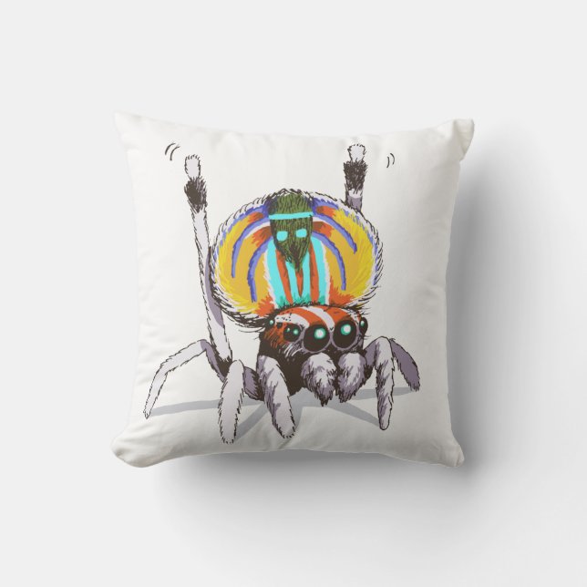 Cute Colorful Peacock Spider Drawing Art Cushion Kussen (Voorkant)