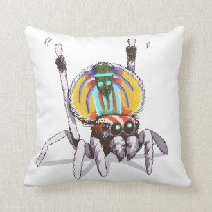 Cute Colorful Peacock Spider Drawing Art Cushion Kussen