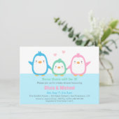 Cute Colorful Penguin Baby Shower Invitations Kaart (Staand voorkant)