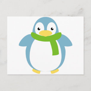 Cute Colorful Penguin in Scarf Briefkaart