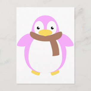 Cute Colorful Penguin in Scarf Briefkaart