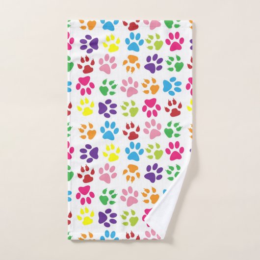 Cute Colorful per Paw Pattern Bad Handdoek (Handdoek)