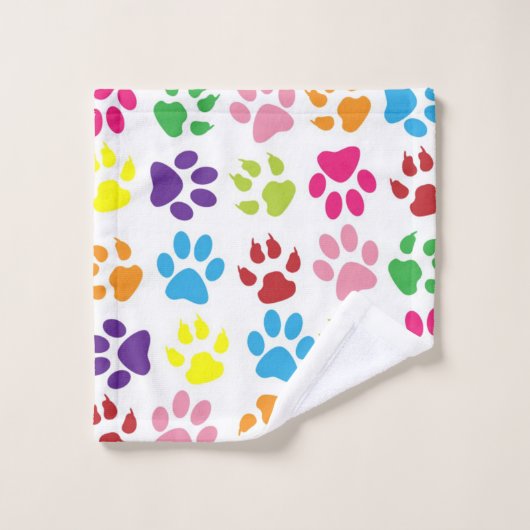Cute Colorful per Paw Pattern Bad Handdoek (Wasdoekje)
