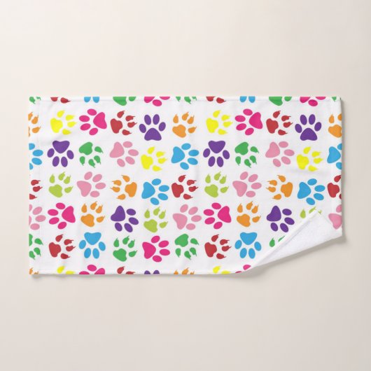 Cute Colorful per Paw Pattern Bad Handdoek (Handdoek)
