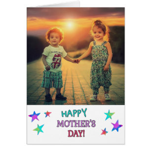 Cute Colorful Personalized Photo Moederdag Kaart