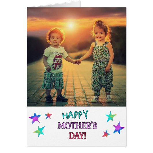 Cute Colorful Personalized Photo Moederdag Kaart (Voorkant)