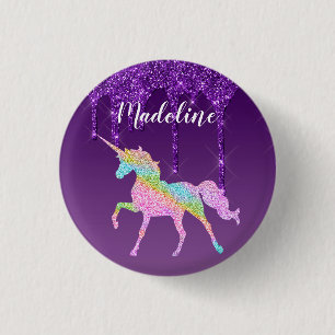 Cute Colorful Personalized Unicorn Ronde Button 3,2 Cm