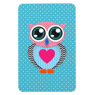 Cute Colorful Pink Polka Dots Funny Owl Magneet