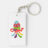 Cute colorful pixeled sick octapus werpt kussen sleutelhanger (achterkant)