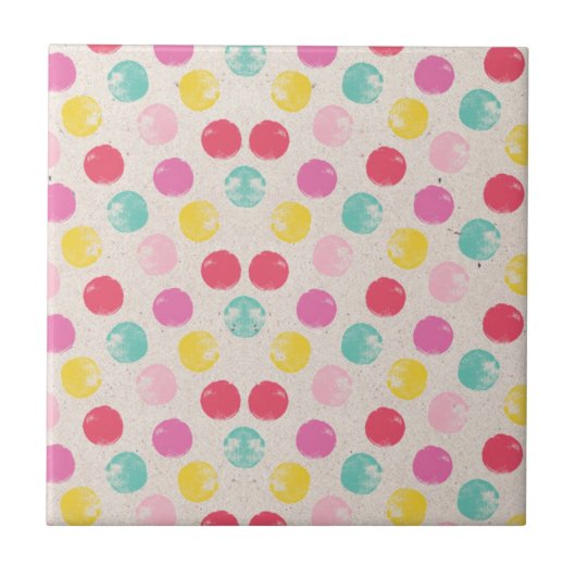 Cute Colorful Polka Dot Pattern Tegeltje (Voorkant)