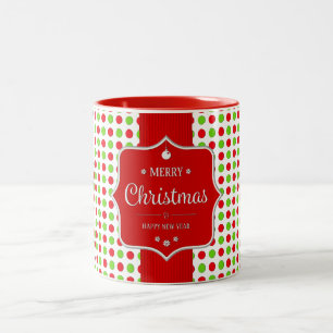 Cute Colorful Polka Dots kerst Tweekleurige Koffiemok