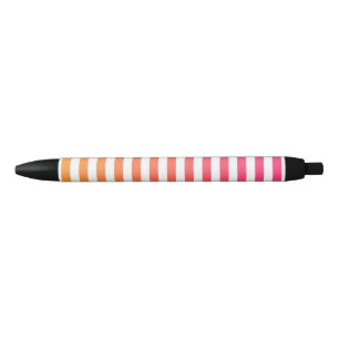 Cute Colorful Preppy roze Oranje White Striped Zwarte Inkt Pen