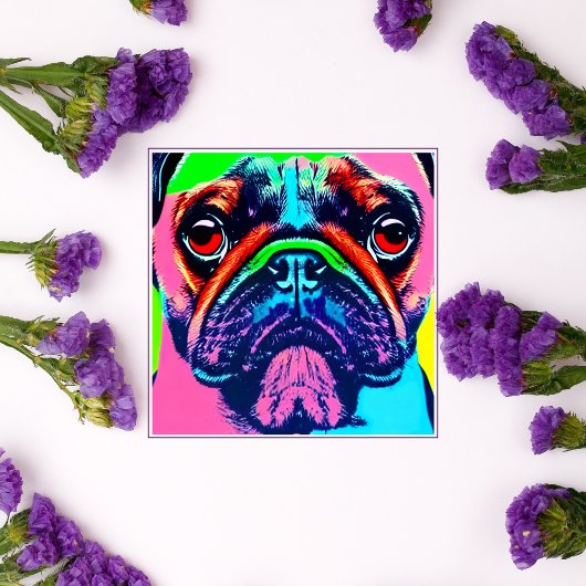 Cute colorful Pug portret pop art style