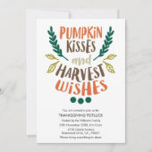 Cute Colorful Pumpkin Kisses Foliage Thanksgiving Kaart (Voorkant)