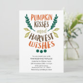Cute Colorful Pumpkin Kisses Foliage Thanksgiving Kaart (Staand voorkant)