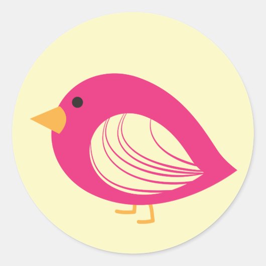 Cute colorful quirky bird classic round sticker (Voorkant)