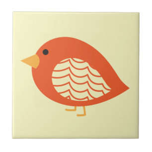 Cute colorful quirky bird keramic tile tegeltje