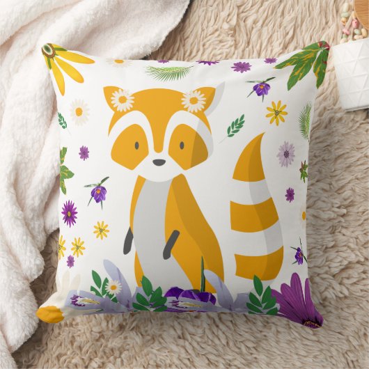 Cute colorful raccoon in de boskwekerij kussen (Deken)