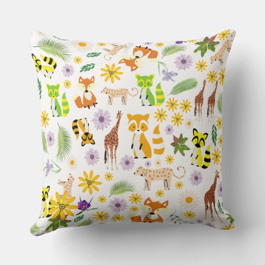 Cute colorful raccoon in de boskwekerij kussen (Achterkant)