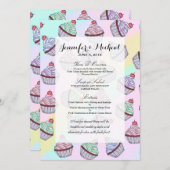 Cute Colorful Rainbow Foodie Cherry Cupcakes Menu (Voorkant / Achterkant)