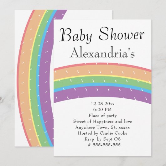 Cute Colorful Rainbow Gender Neutral Baby Kaart (Voorkant / Achterkant)