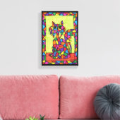 Cute Colorful Rainbow Glas in lood Mosaic Cat Canvas Afdruk (Insitu (Woonkamer))