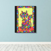 Cute Colorful Rainbow Glas in lood Mosaic Cat Canvas Afdruk (Insitu (Houten vloer))
