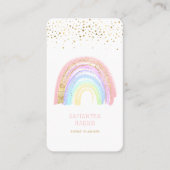 Cute Colorful Rainbow & Gold Heart Confetti Visitekaartje (Voorkant)