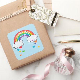 Cute Colorful Rainbow Hearts Klinkt goed als ik er Vierkante Sticker