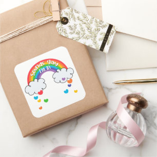 Cute Colorful Rainbow Hearts Klinkt goed als ik er Vierkante Sticker