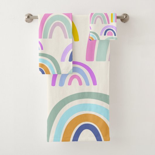 Cute Colorful Rainbow Pattern in Bright Pastels Bad Handdoek (Insitu)